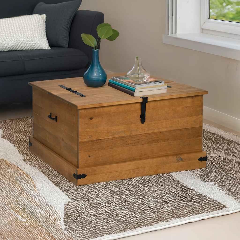 Opbevaringskiste Halden 91X91X47 Cm Massivt Fyrretræ - Naturfarvet