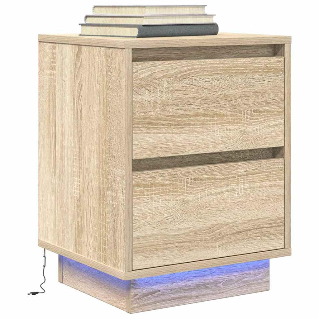 Sengeskab Med Led-Lys 38X34X - 1 / Sonoma-eg / 50 cm