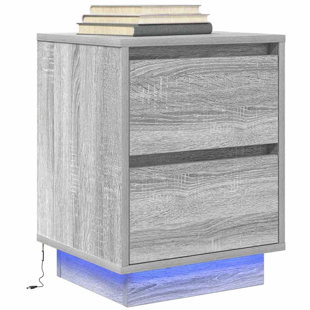 Sengeskab Med Led-Lys 38X34X - 1 / Grå sonoma-eg / 50 cm