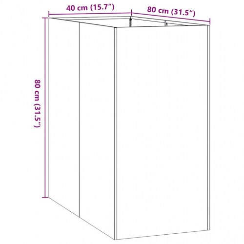 Plantekasse i stål 40×80×80 cm - antracitgrå