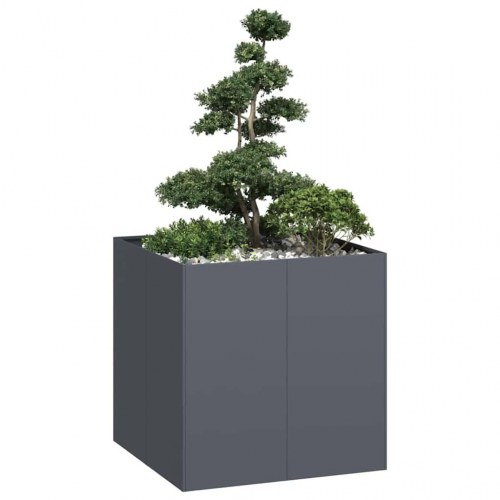 Plantekasse 80×80×80 cm i koldvalset stål - antracitgrå