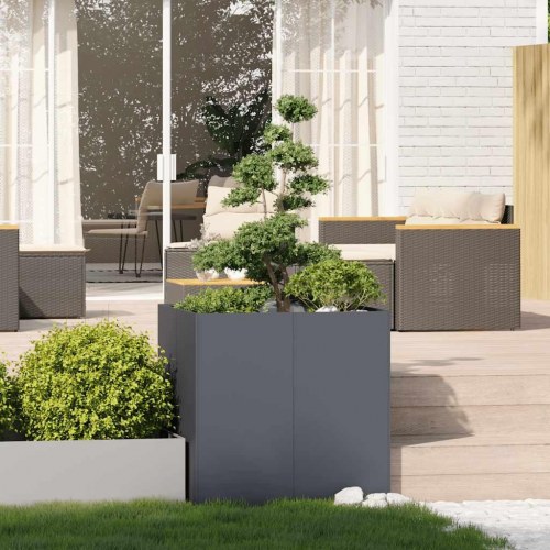 Plantekasse 80×80×80 cm i koldvalset stål - antracitgrå