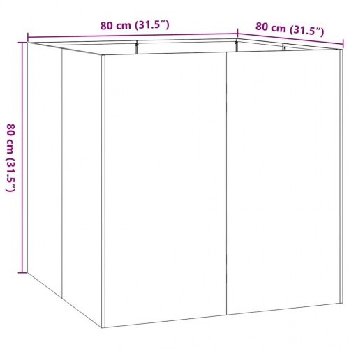 Plantekasse 80×80×80 cm i koldvalset stål - antracitgrå