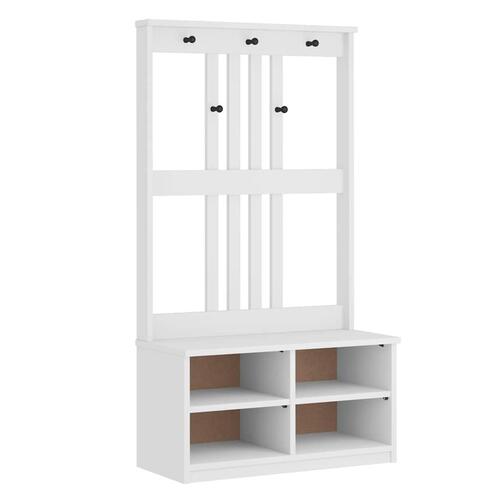 Hall træ SANDENS 87x40x159,5 cm massivt fyrretræ hvid