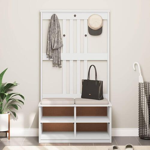 Hall træ SANDENS 87x40x159,5 cm massivt fyrretræ hvid