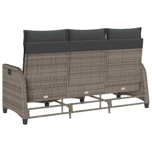 Loungestol med hynder og lænefunktion L-formet polyrattan grå