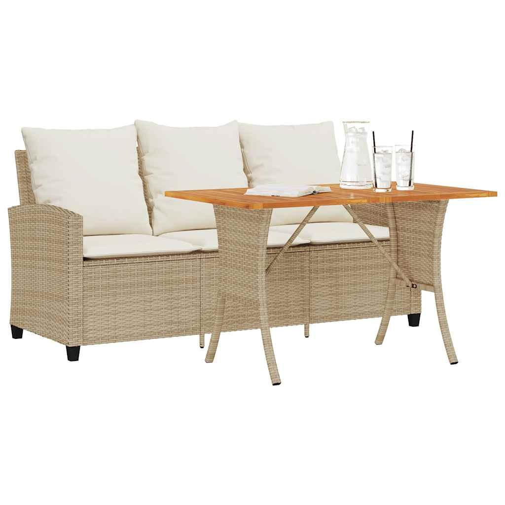 3-personers sofa med hynder og bord polyrattan beige