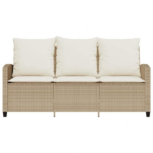 3-personers sofa med hynder og bord polyrattan beige