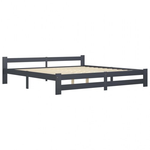 Sengeramme i massivt fyrretræ 200 x 200 cm - mørkegrå