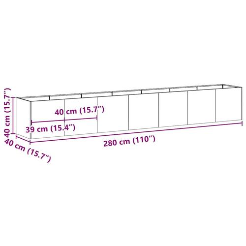 Plantekasse sort 280x40x40 cm koldvalset stål