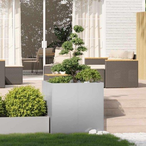Plantekasse 80 × 80 × 80 cm i galvaniseret stål - højbed til have og terrasse