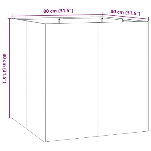 Plantekasse 80 × 80 × 80 cm i galvaniseret stål - højbed til have og terrasse