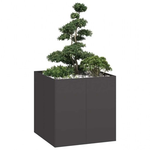 Plantekasse i stål - 80 × 80 × 80 cm, sort