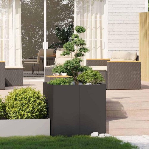 Plantekasse i stål - 80 × 80 × 80 cm, sort