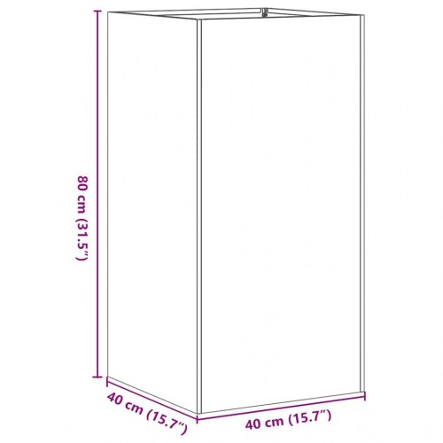 Plantekasse 40 × 40 × 80 cm i koldvalset stål - sort