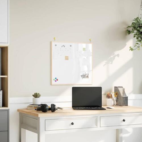 Magnetisk whiteboardtavle med ramme af massivt fyrretræ 60x55cm