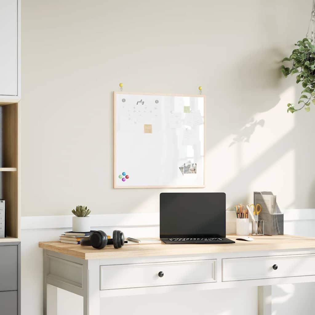 Magnetisk whiteboardtavle med ramme af massivt fyrretræ 60x55cm