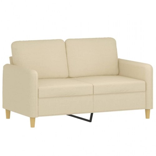 Sofasæt i stof, 2-pers. + 2-pers., cremefarvet - med hynder
