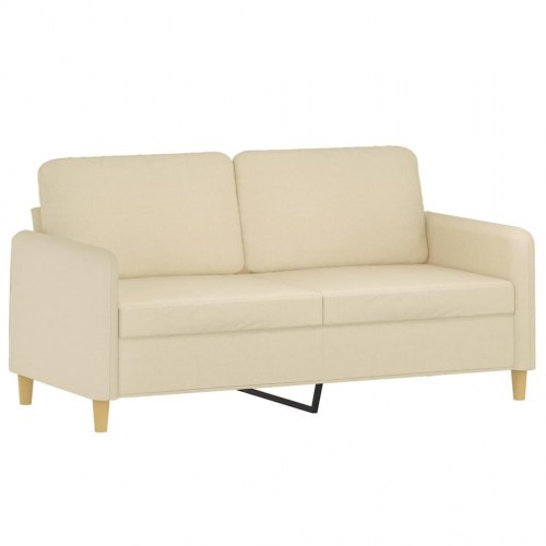 Sofasæt i stof, 2-pers. + 2-pers., cremefarvet - med hynder