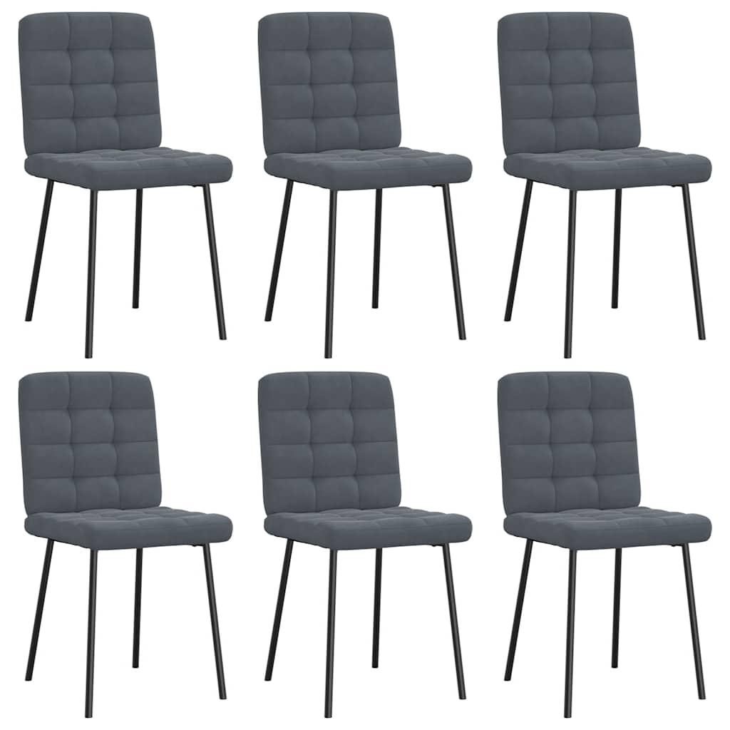 Spisebordsstole 6 stk. velour mørkegrå
