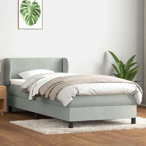 Kontinentalseng med madras lysegrå 90x210 cm fløjl