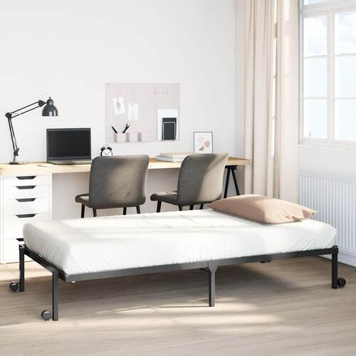 Sengeramme uden madras foldbare 90x200 cm stål sort