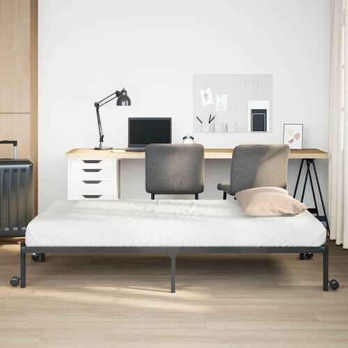 Sengeramme uden madras foldbare 90x200 cm stål sort