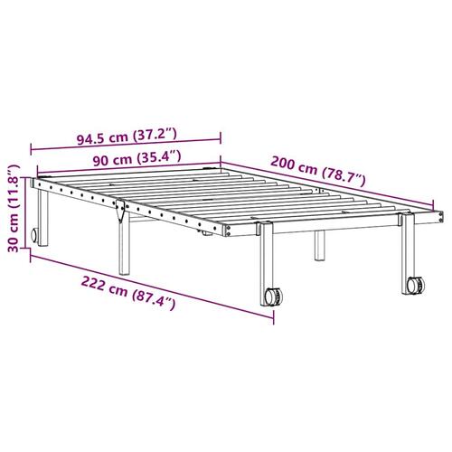 Sengeramme uden madras foldbare 90x200 cm stål sort