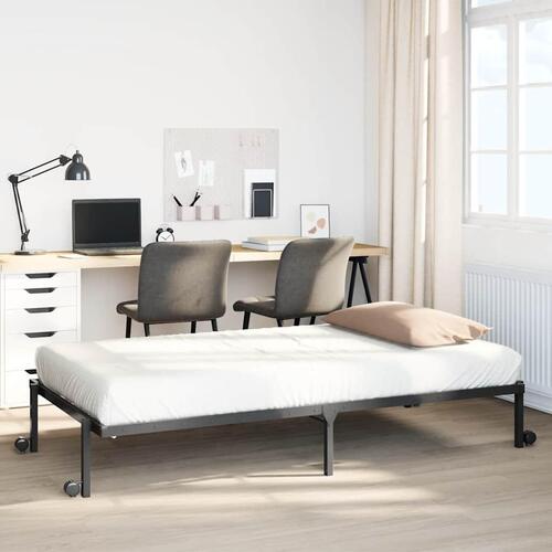 Sengeramme uden madras foldbare 100x200 cm stål sort