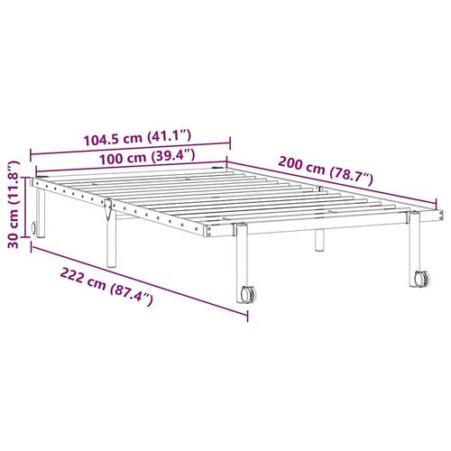 Sengeramme uden madras foldbare 100x200 cm stål sort