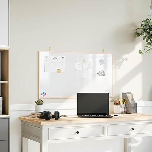 Magnetisk whiteboardtavle med ramme massivt fyrretræ 100x55 cm