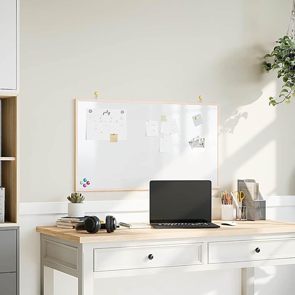 Magnetisk whiteboardtavle med ramme massivt fyrretræ 100x55 cm