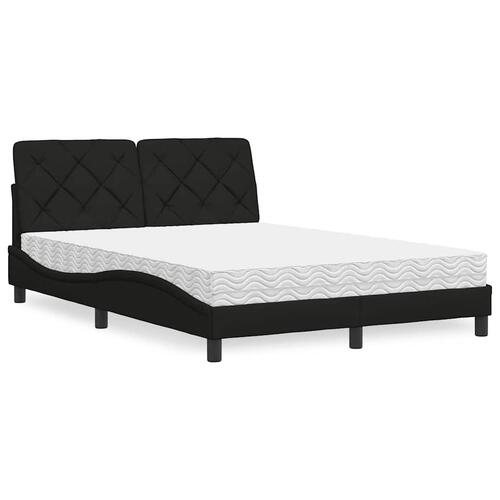 Seng med madras 140x190 cm stof sort