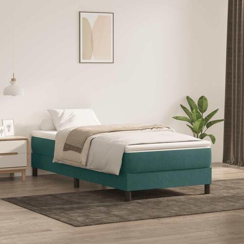 Kontinentalseng med madras mørkegrøn 90x210 cm fløjl