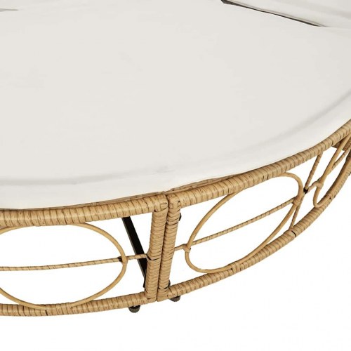 Udendørs loungeseng med tag og hynder polyrattan