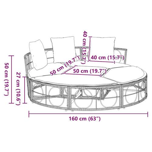 Udendørs loungeseng uden tag polyrattan