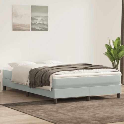 Kontinentalseng med madras 140x210 cm fløjl lysegrå
