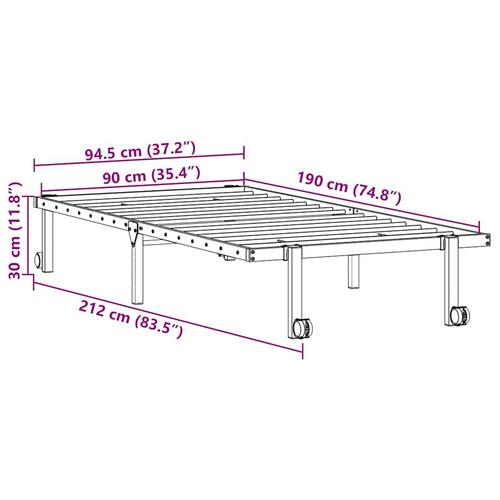 Sengeramme uden madras foldbare 90x190 cm stål sort
