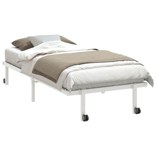Sengeramme uden madras foldbare 90x200 cm stål hvid