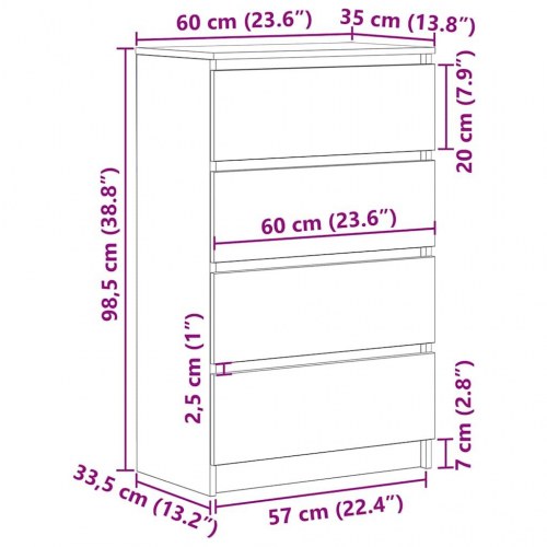 Skænk 60×35×98,5 cm i konstrueret træ - kunsteg