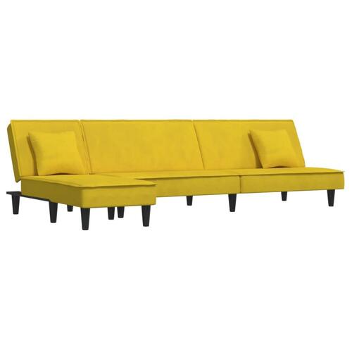 Sovesofa med chaiselong 255x140x70 cm velour gul