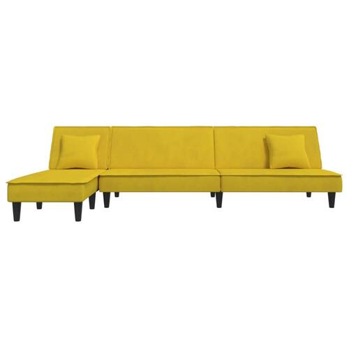 Sovesofa med chaiselong 255x140x70 cm velour gul