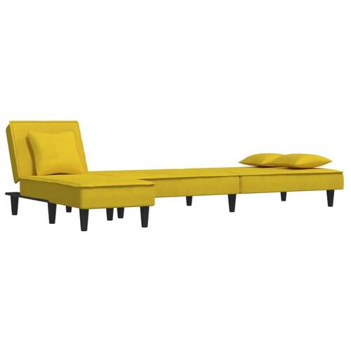 Sovesofa med chaiselong 255x140x70 cm velour gul
