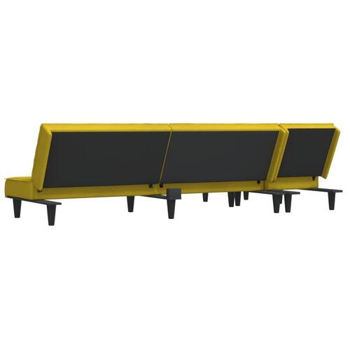 Sovesofa med chaiselong 255x140x70 cm velour gul