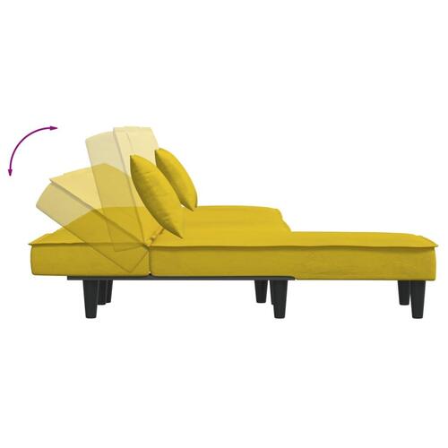 Sovesofa med chaiselong 255x140x70 cm velour gul