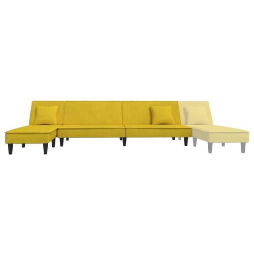 Sovesofa med chaiselong 255x140x70 cm velour gul