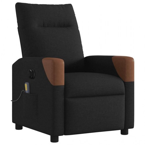 Massagelænestol med el-recline i stof - sort/brun