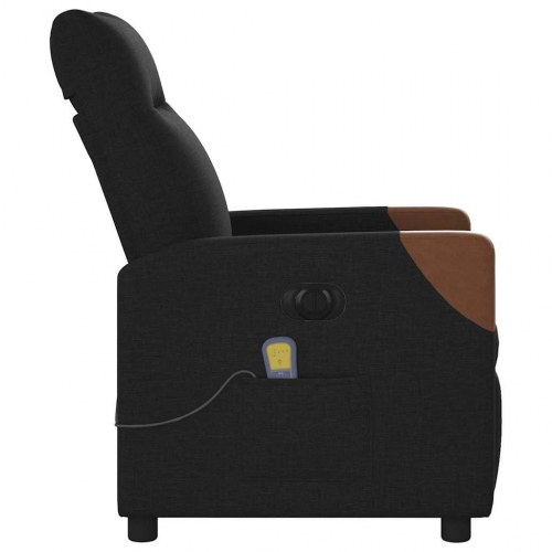 Massagelænestol med el-recline i stof - sort/brun