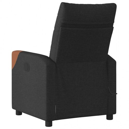 Massagelænestol med el-recline i stof - sort/brun