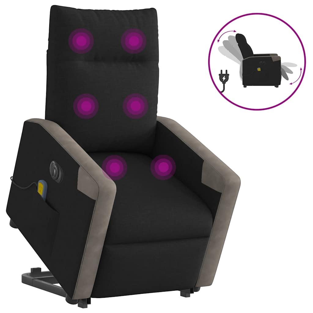 vidaXL elektrisk massagestol med løftefunktion stof sort